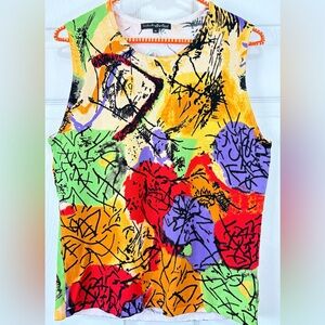 PIERRI NY Colorful Art to Wear Tank Shell Sweater Size XL